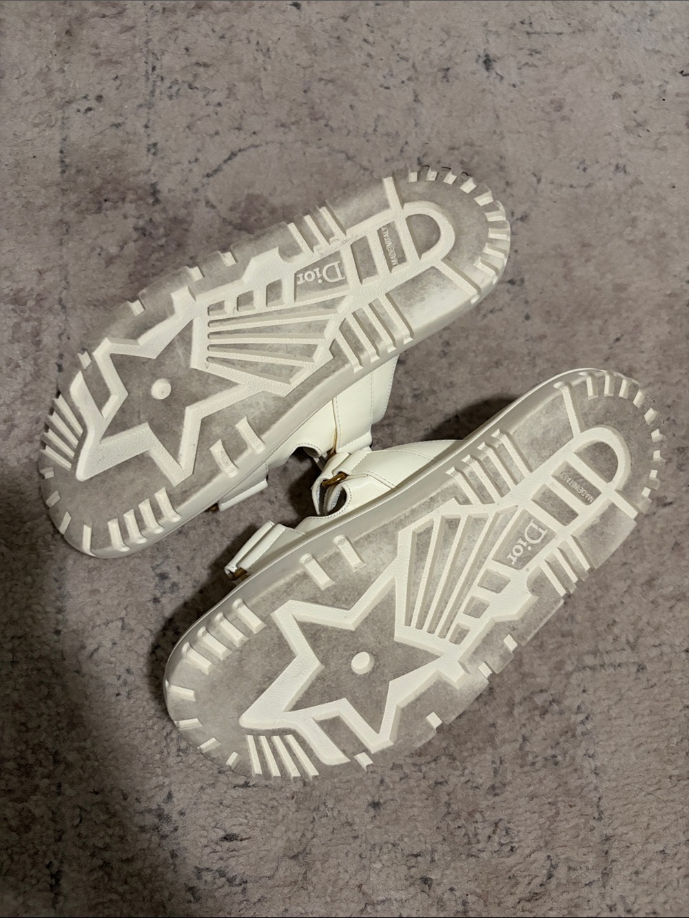 Dior Cream Slide Sandals with Gold Logo Accent - Picture 3 of 3